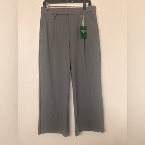 Halara Gray Flex DayStretch High Waisted Pocket Straight Leg Work Pants L Petite